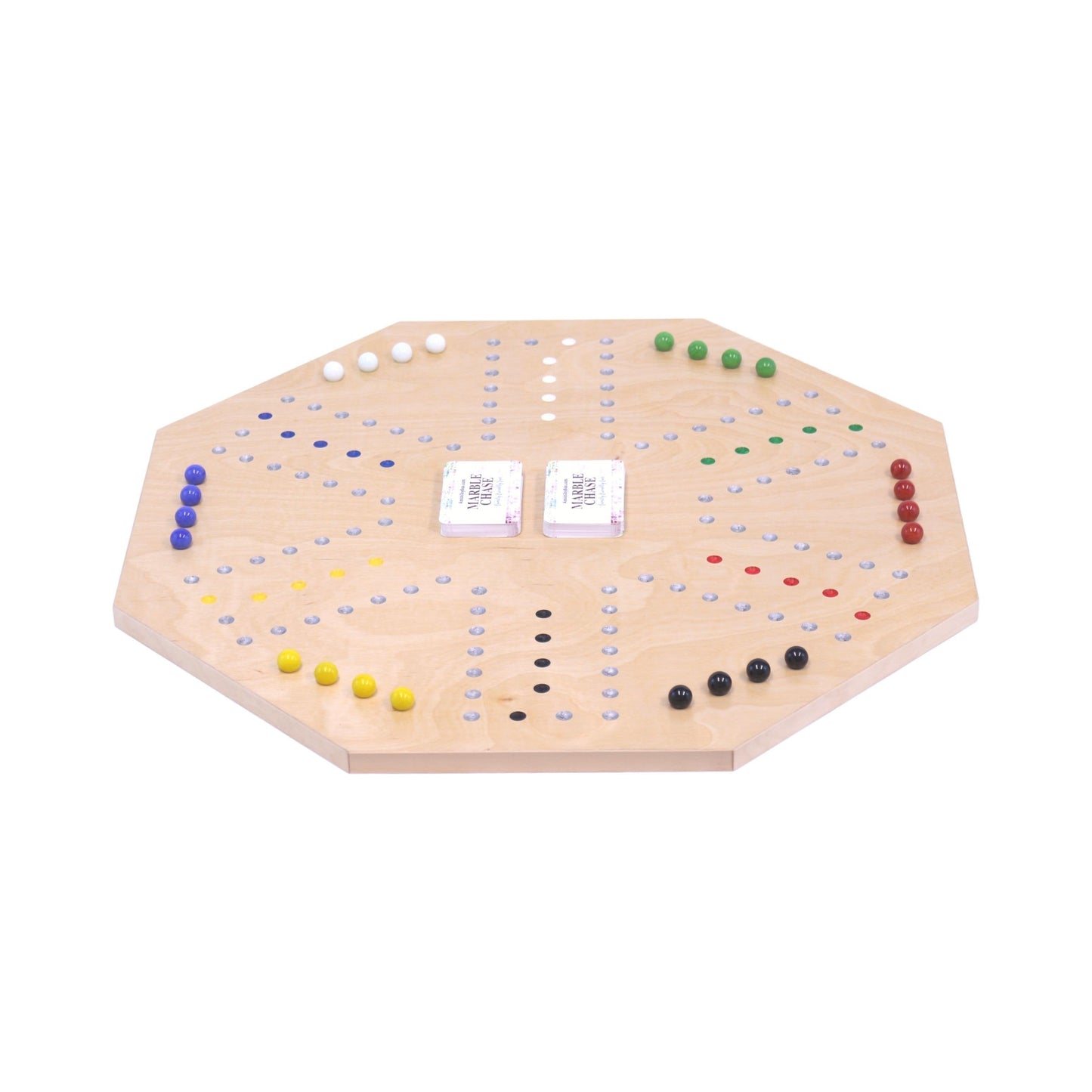 Amish Wooden Marble Chase Game Set - Double-Sided 23" Wide Board