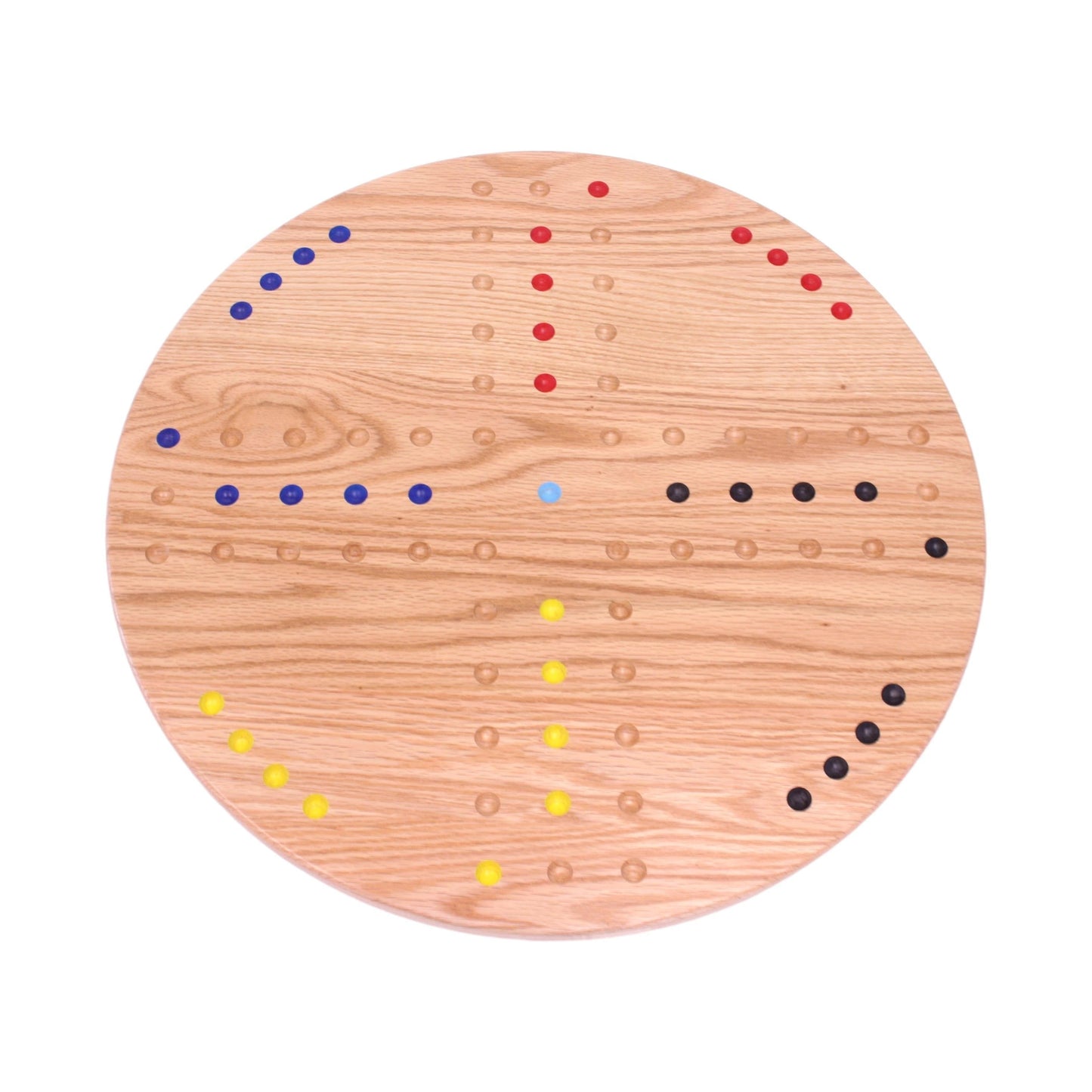 Amish Round Aggravation Game Board Set - Solid Oak Wood - Double-Sided