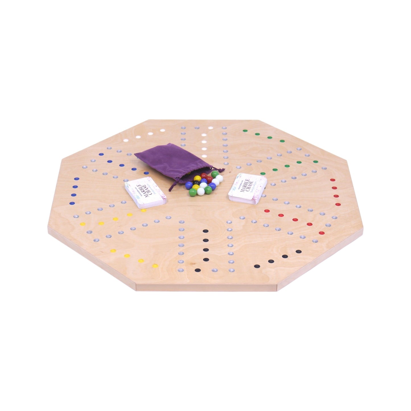 Amish Wooden Marble Chase Game Set - Double-Sided 23" Wide Board