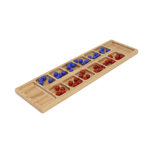 AmishSolid Oak Wood Mancala Board Game Set With Marbles,