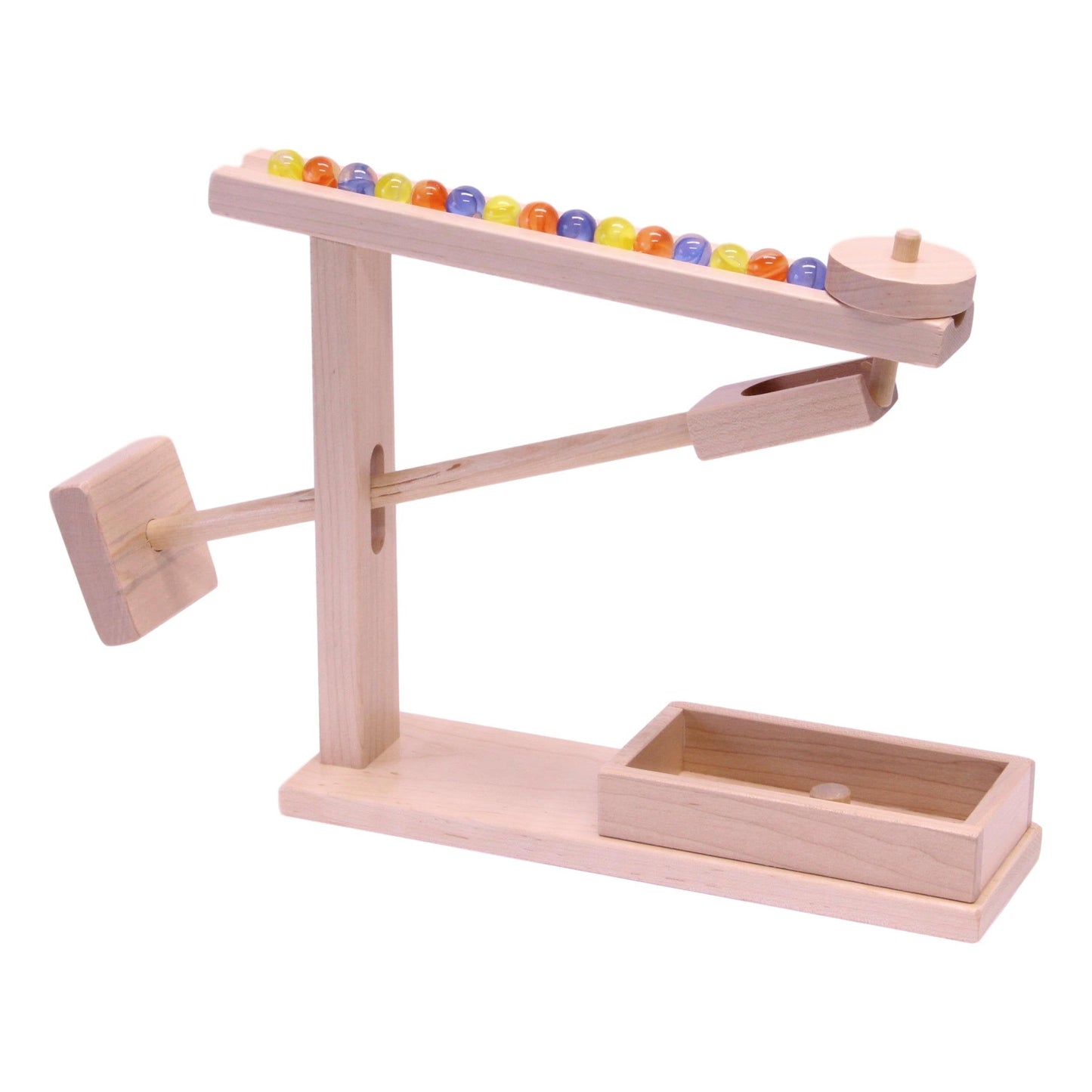 Amish Wooden Marble Roller Machine Toy Child-Safe Maple/Walnut Finish