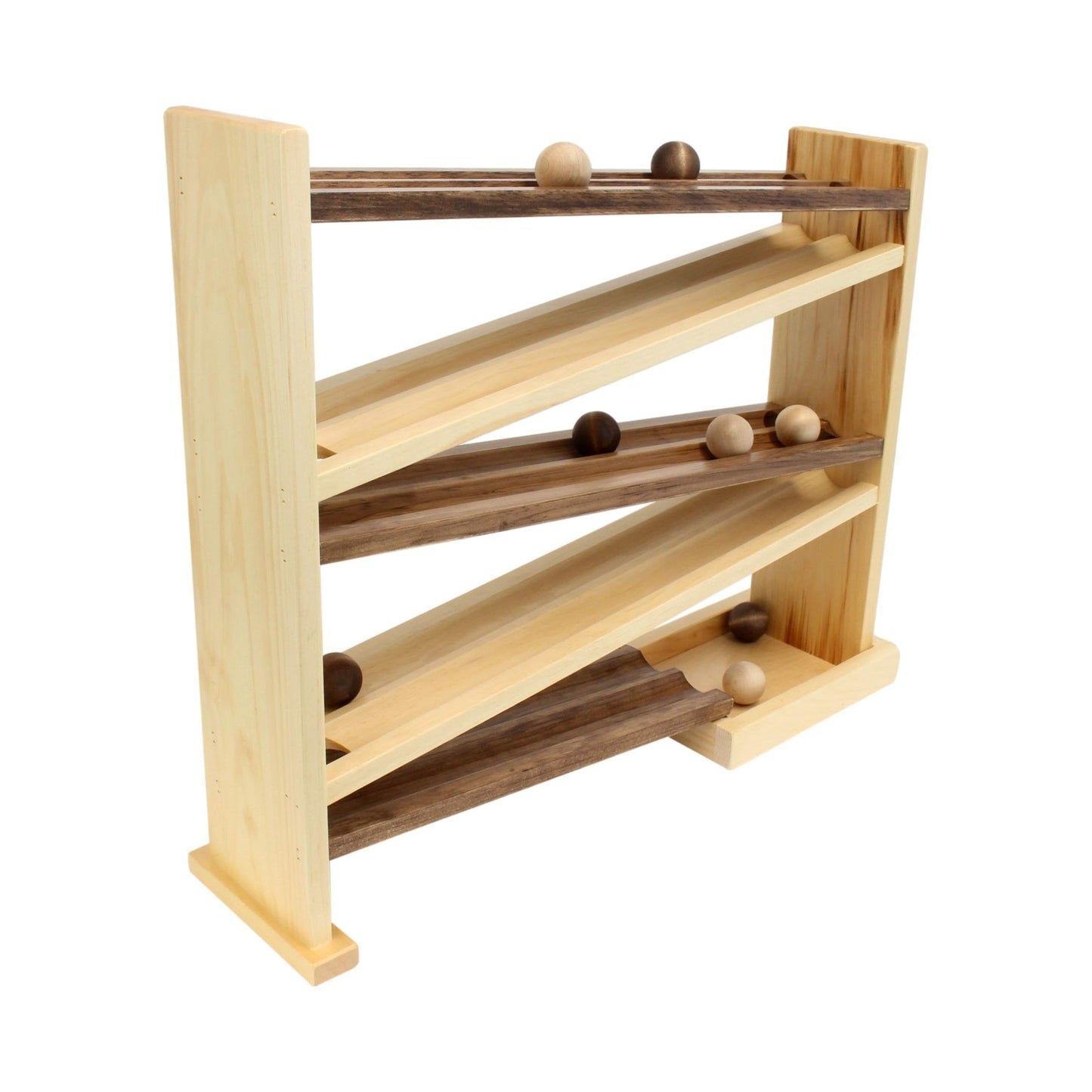 Amish Wooden Ball Roller Racetrack Toy  with 8 Wooden Balls