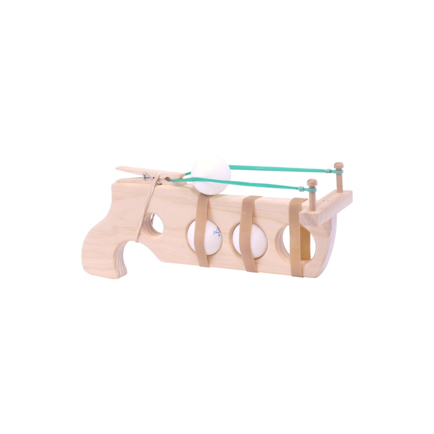 Amish Wooden Ping-Pong Rubberband Gun Toy