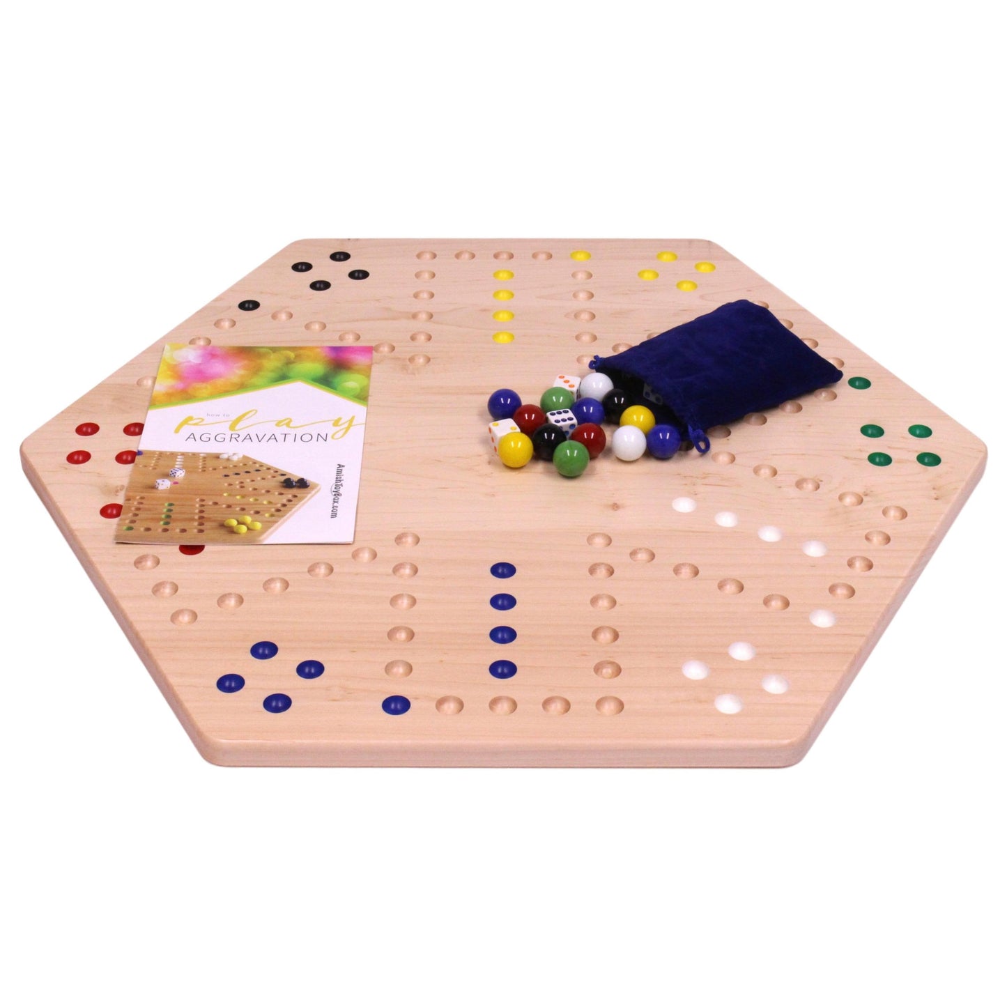 Amish Aggravation Wahoo Marble Board Game, Double-Sided, Hand Painted
