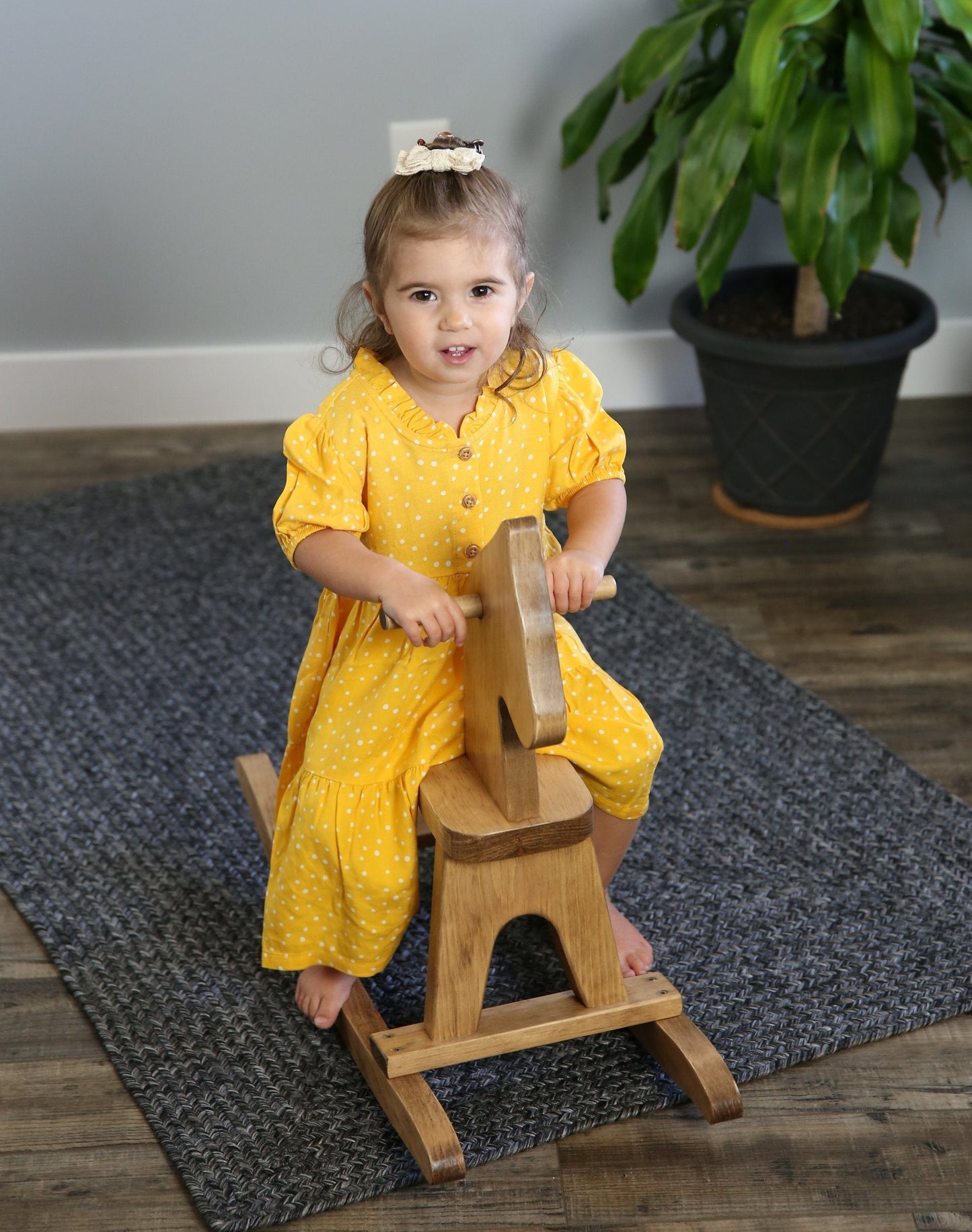 Amish Wooden Rocking Horse Toddler Toy Child-Safe Finish