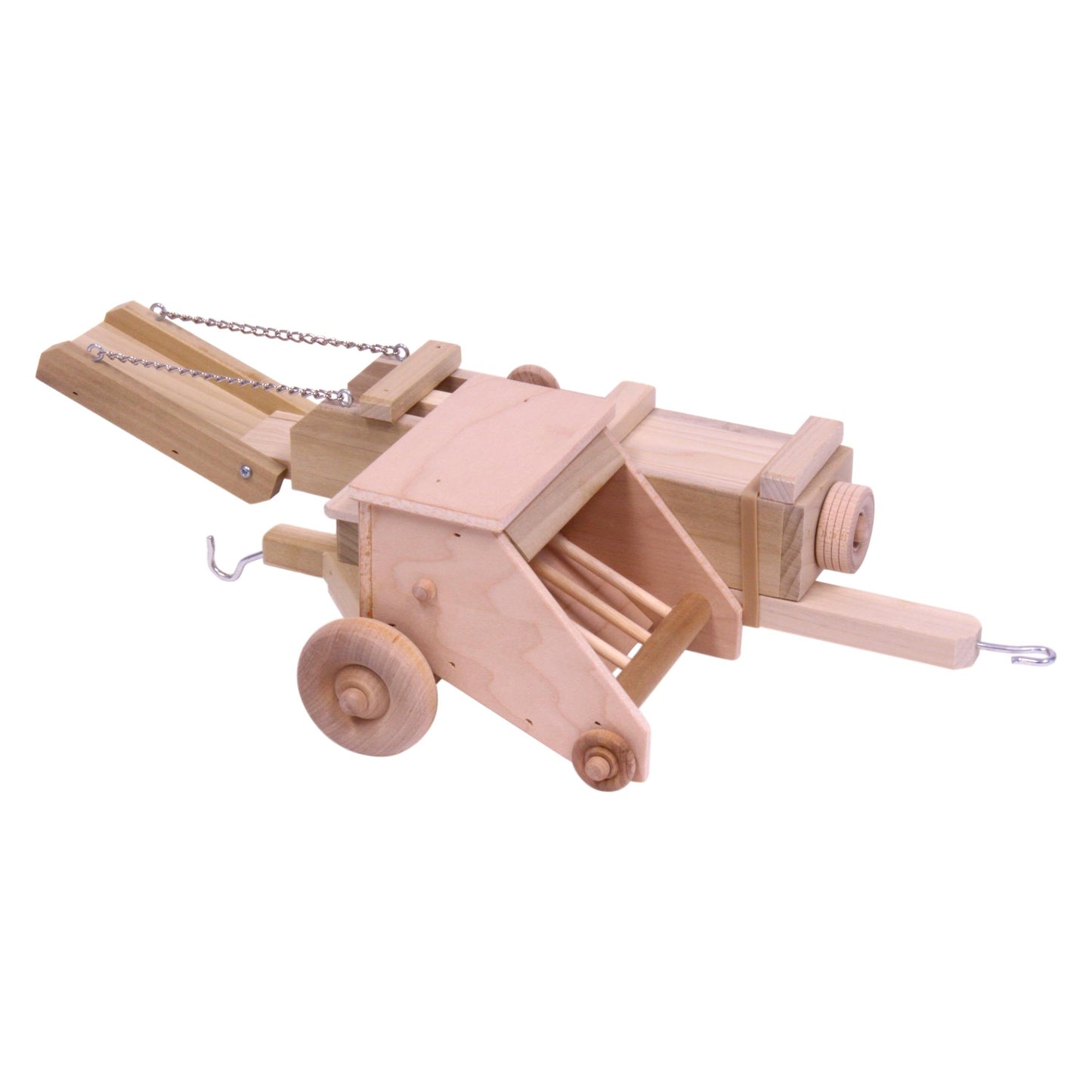 Amish Wooden Hay Baler Toy with Folding Bale Chute