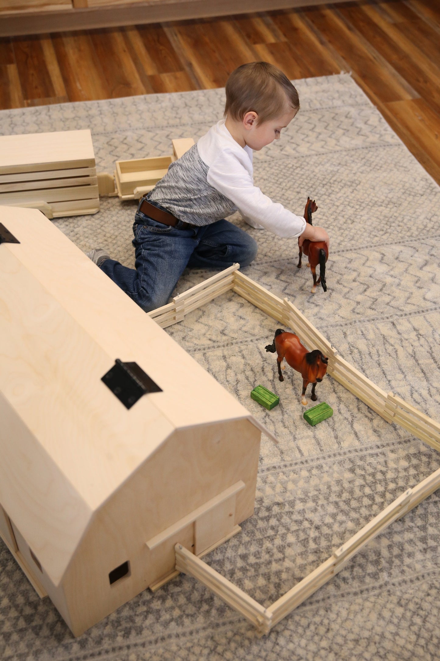 Amish Large Wooden Hip-Roof Barn Toy, Unfinished