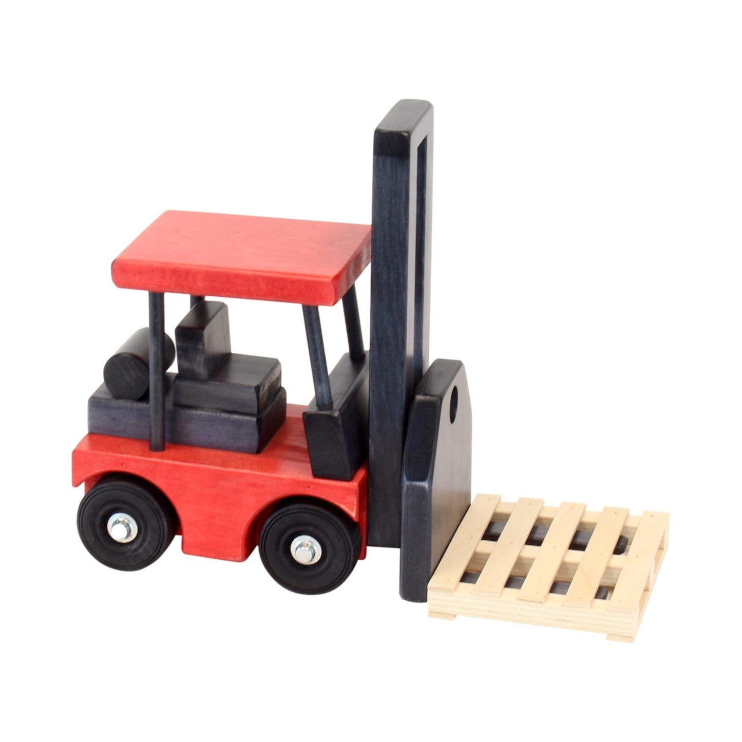 Amish Wooden Forklift Toy With Pallet Child-Safe Finish