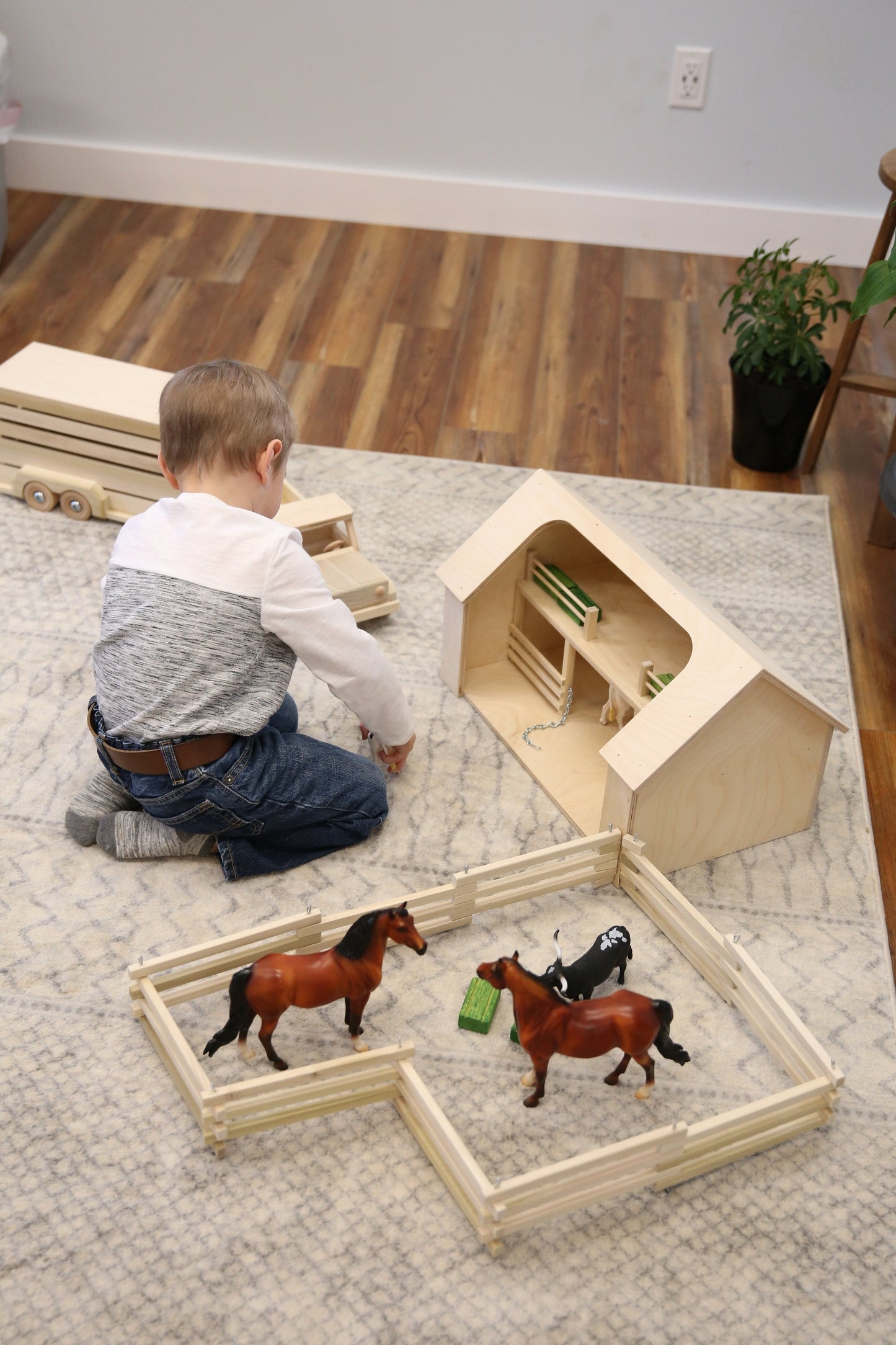 Amish Wooden Folding Corral Fence Toy Unfinished Wood