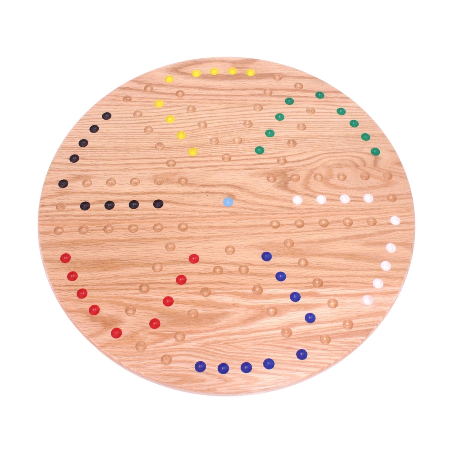 Amish Round Aggravation Game Board Set - Solid Oak Wood - Double-Sided