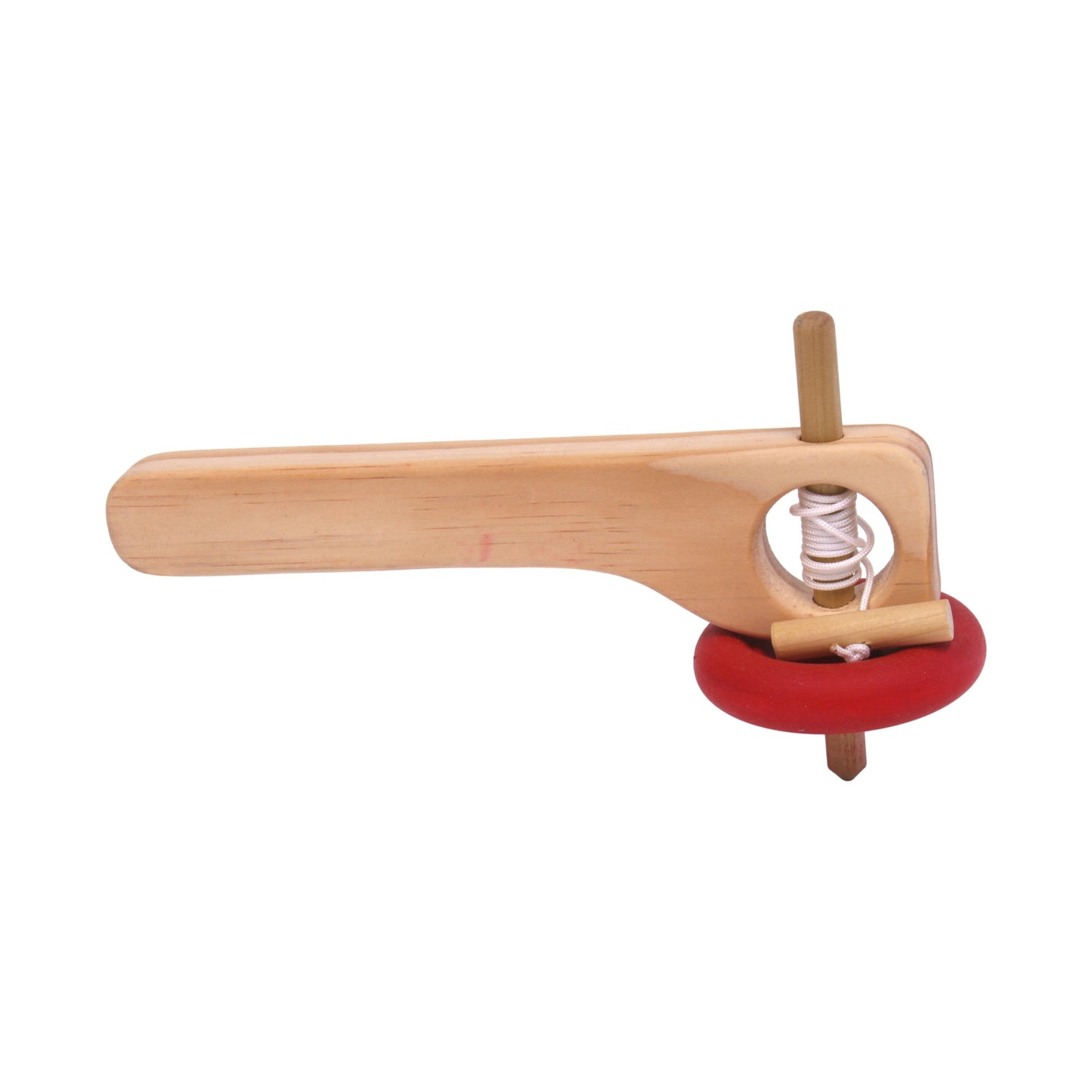 Amish Spinning Wooden Top Toy with Handle and Pull String