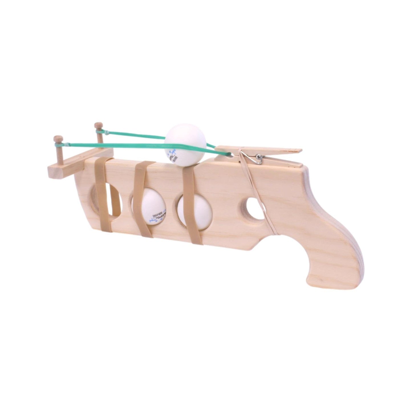 Amish Wooden Ping-Pong Rubberband Gun Toy