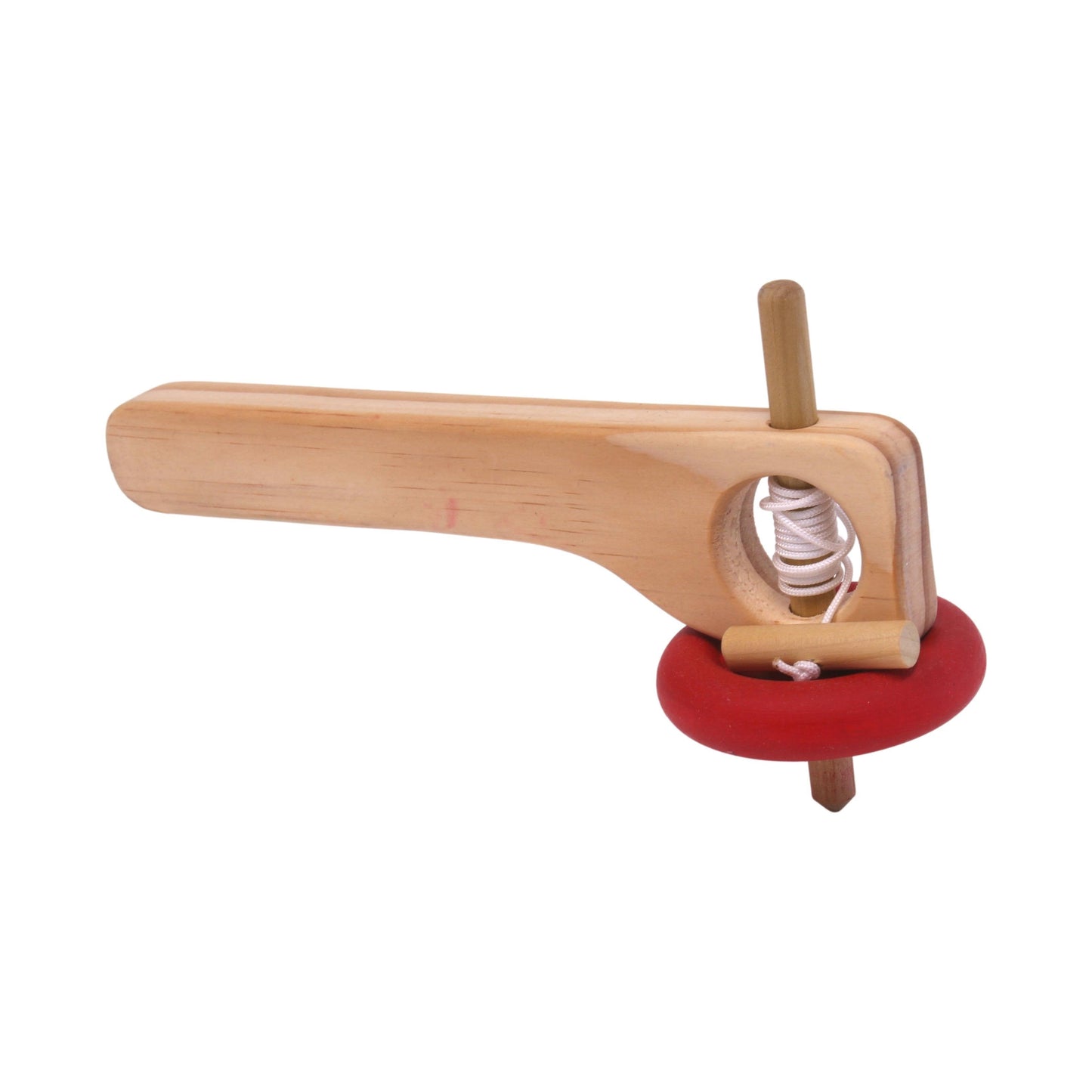 Amish Spinning Wooden Top Toy with Handle and Pull String