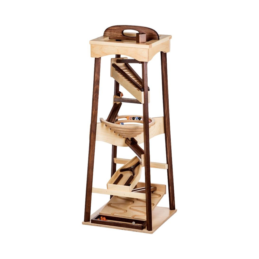 Amish Pyramid Marble Tower Run Wooden Toy 39" High Marbles Included