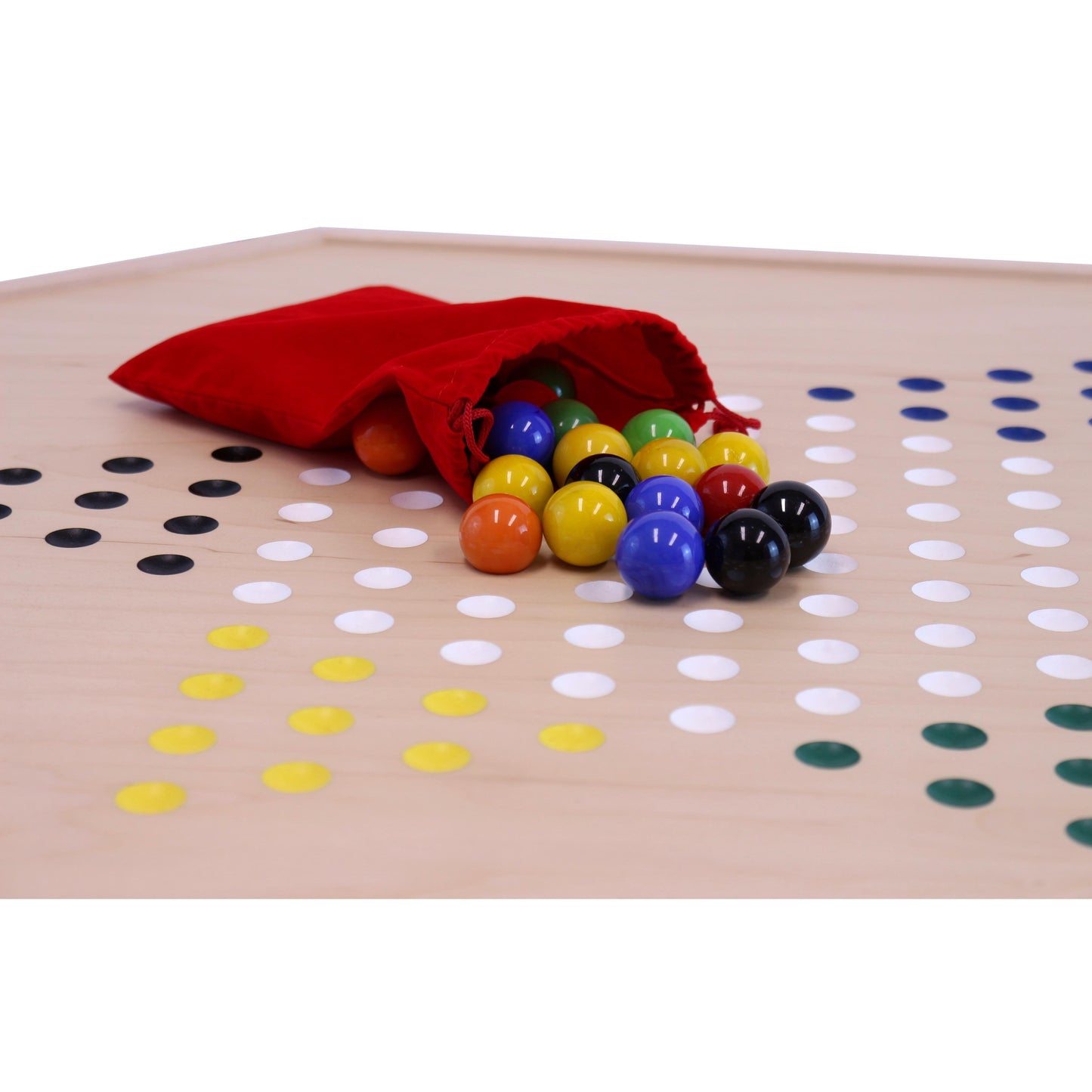Amish Aggravation and Chinese Checkers Combo Game Board Set - 25" Wide - Maple Wood - with Large 1" Marbles and Dice