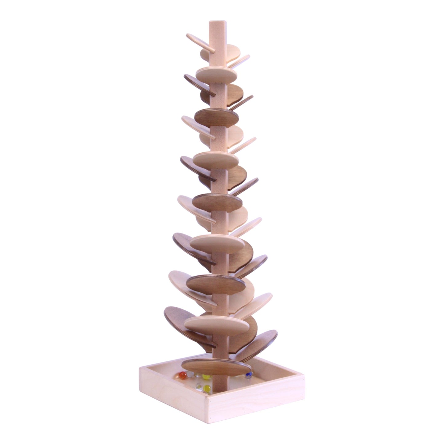 AmishMarble Tree Wooden Toy - Child-Safe Finish - Pack of Marbles Included
