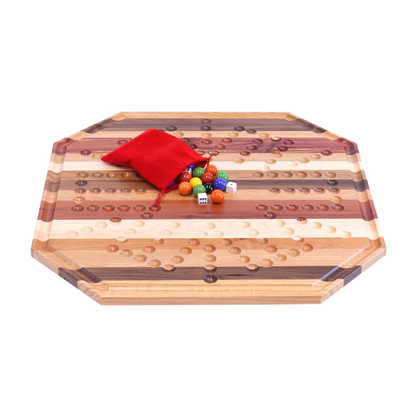 AmishMulti-Wood Aggravation Marble Game Board Set, 24" Wide
