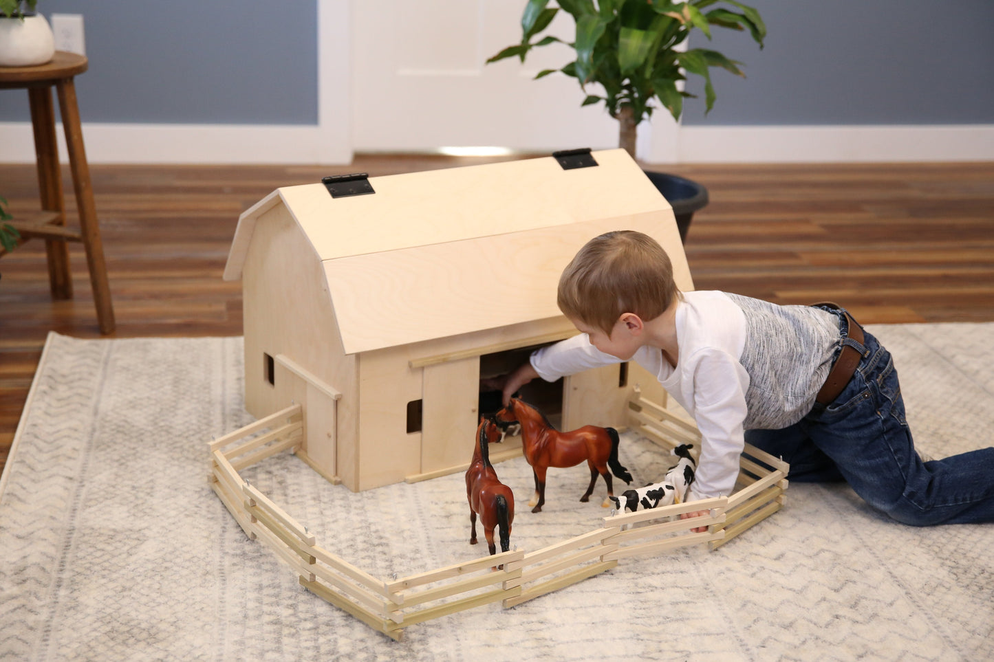 Amish Wooden Folding Corral Fence Toy Unfinished Wood