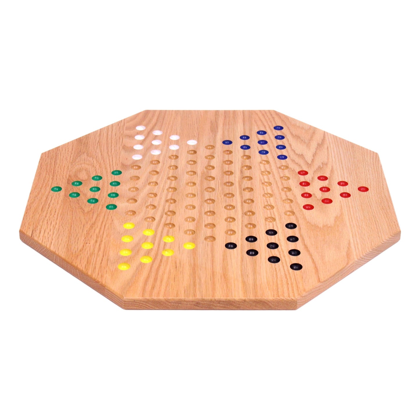 Amish Hand-Painted Oak Wooden Chinese Checkers Board Game 19" Wide