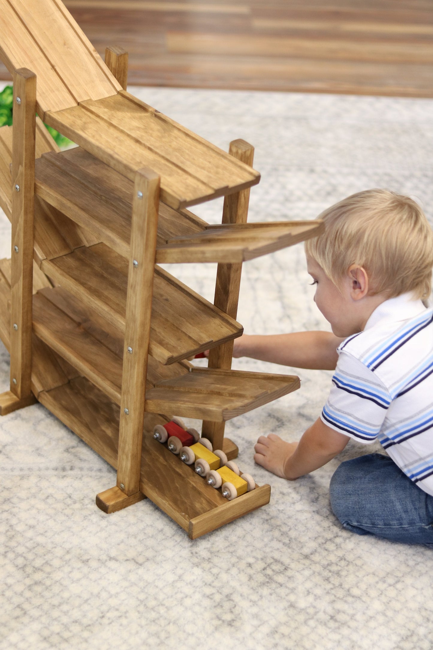 Amish, Handcrafted Wooden Car Roller Racetrack Action Toy