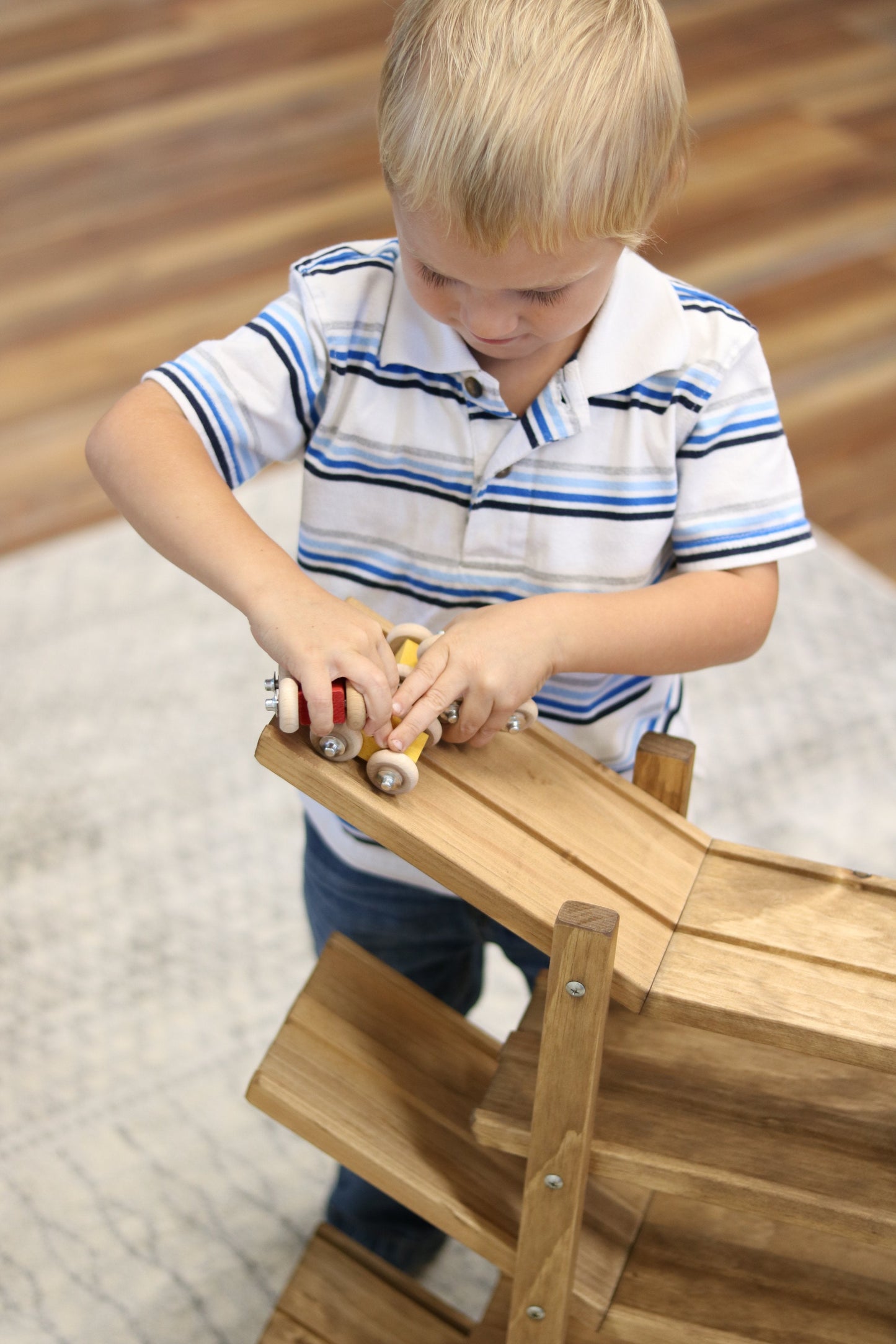 Amish, Handcrafted Wooden Car Roller Racetrack Action Toy