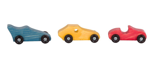 Amish Wooden Toy Car Set to Fit Car Carrier Trailer
