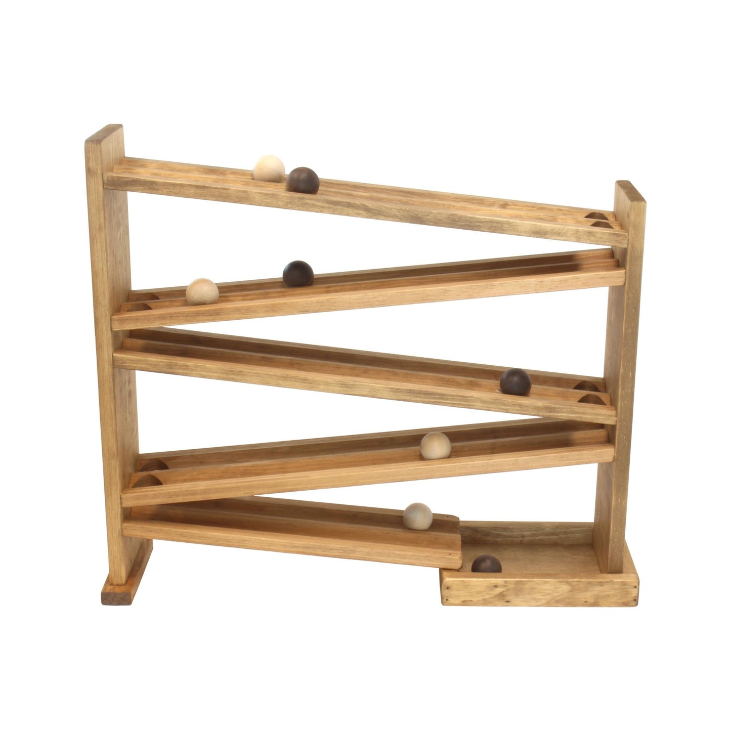 Amish Wooden Ball Roller Racetrack Toy  with 8 Wooden Balls