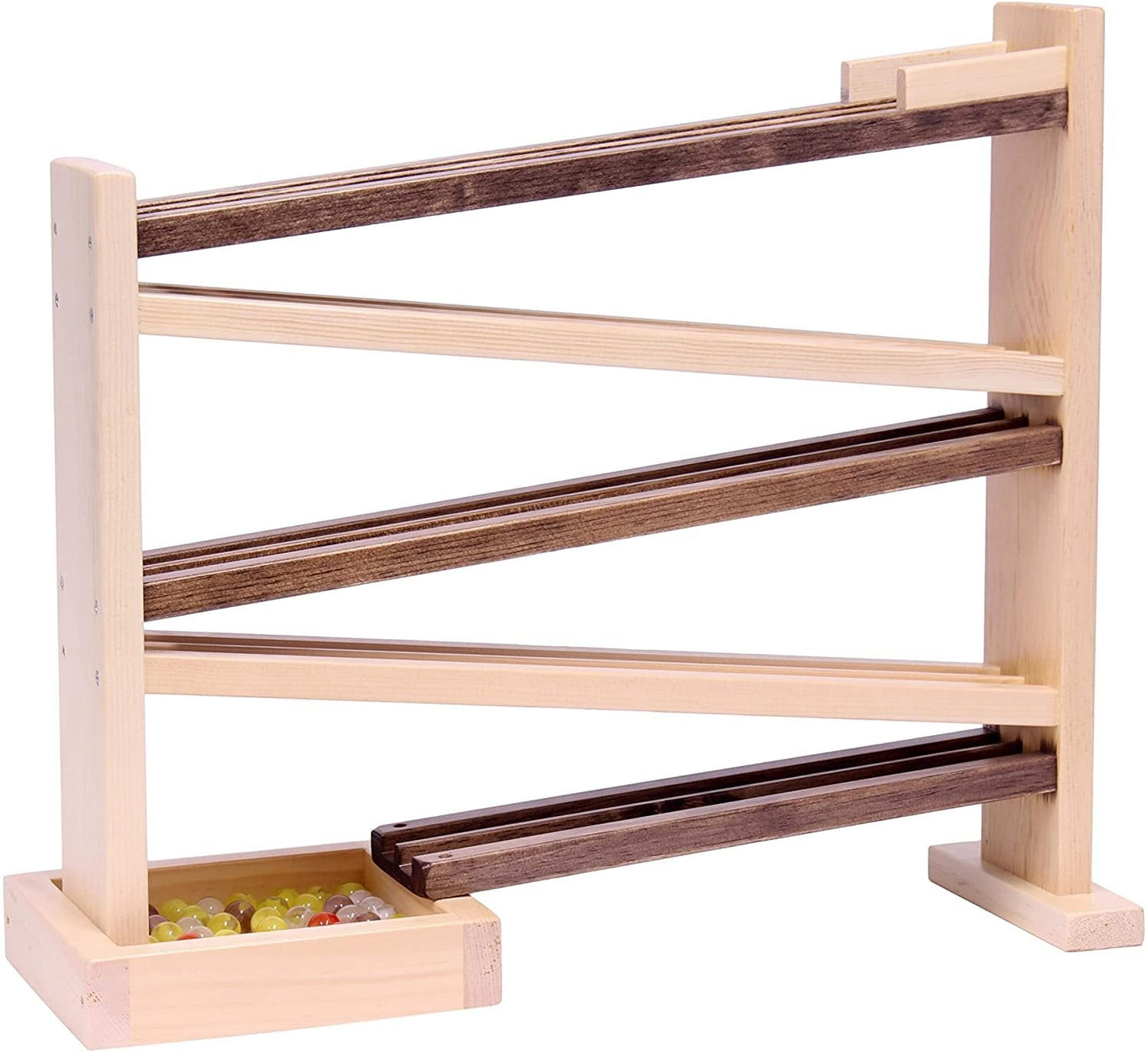 Amish Wooden Marble Roller Racetrack Toy - Child-Safe Finish