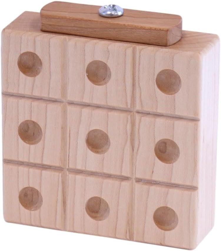 Amish Wooden Marble Tic Tac Toe Game with Built-in Storage for Marbles