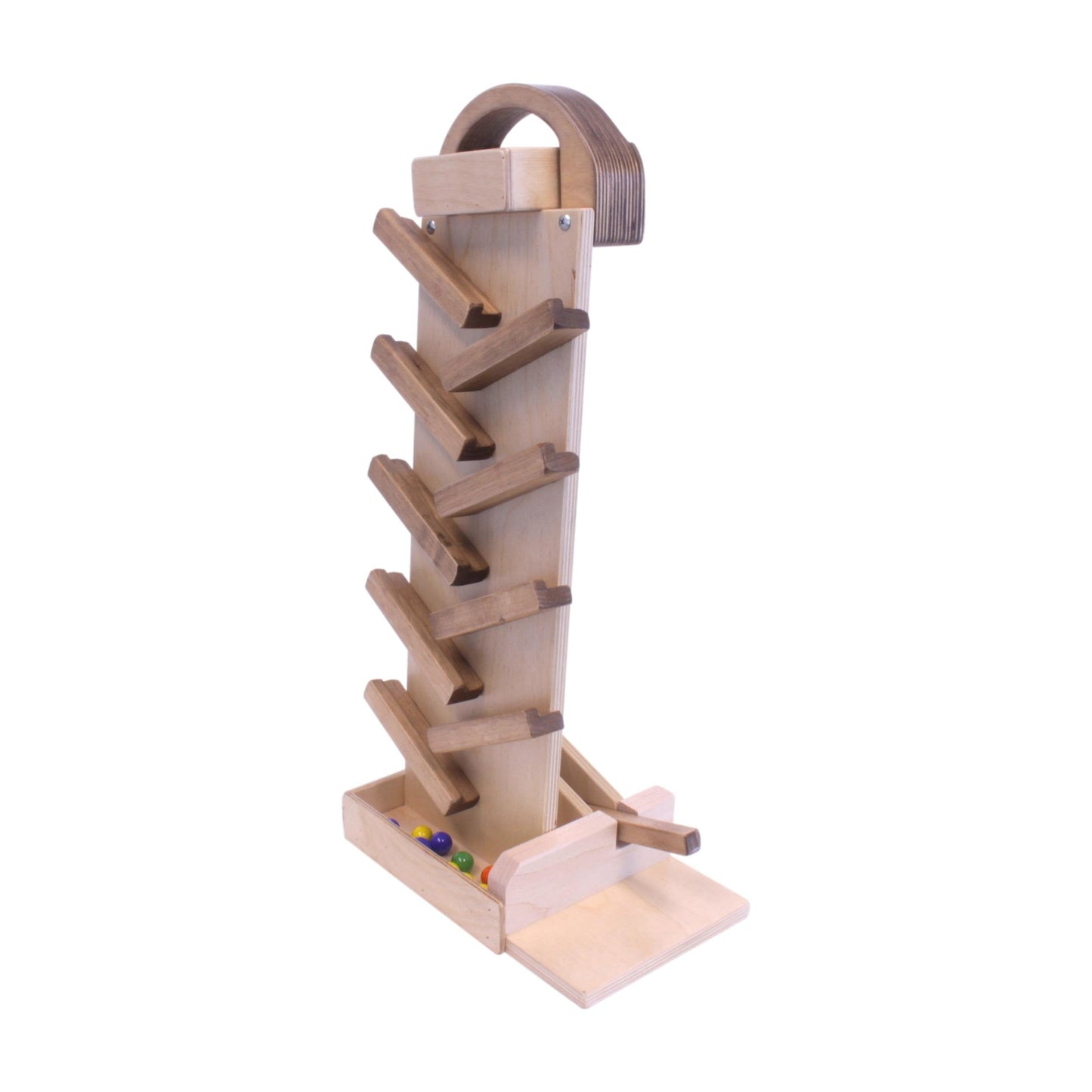 Amish NEW! Wooden Marble Launcher Toy with Glass Marbles