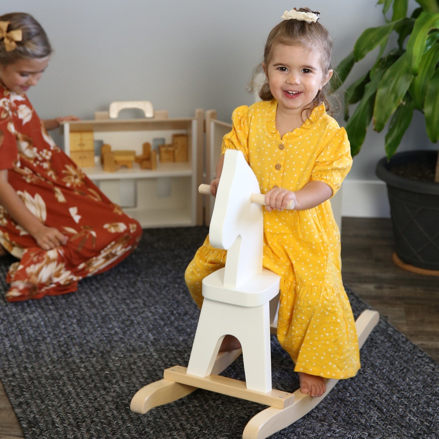 Amish Wooden Rocking Horse Toddler Toy Child-Safe Finish