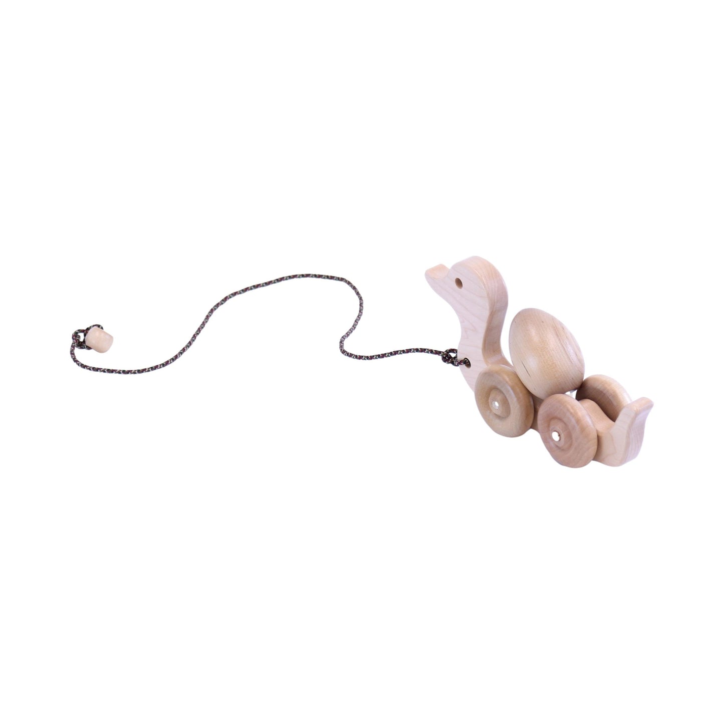 Amish Wooden Duck Pull Toy for Toddlers Rolling Wheels and Rotating Egg