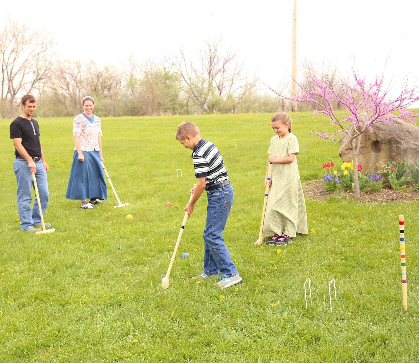 Amish Deluxe Croquet Game Set, 6 Player  With Wooden Holder