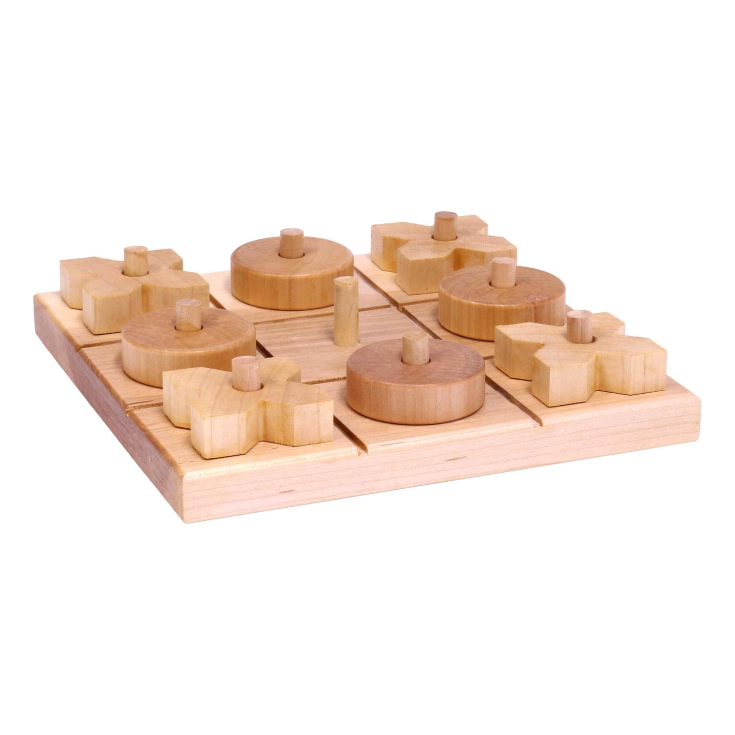 Amish Wooden Tic Tac Toe Game With 8 Wooden X and O Game Pieces,  Made