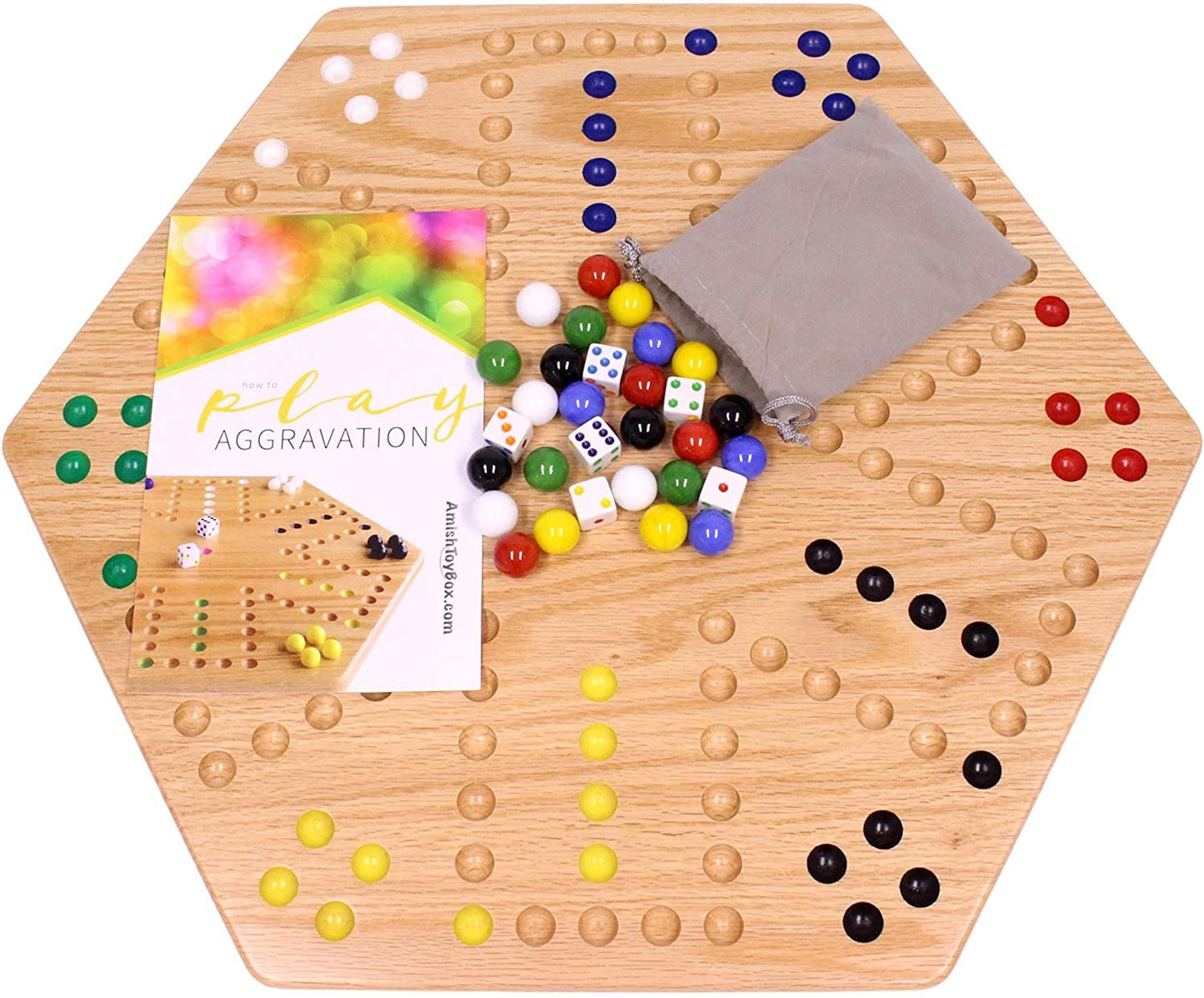 Amish Aggravation Wahoo Marble Board Game, Double-Sided, Hand Painted