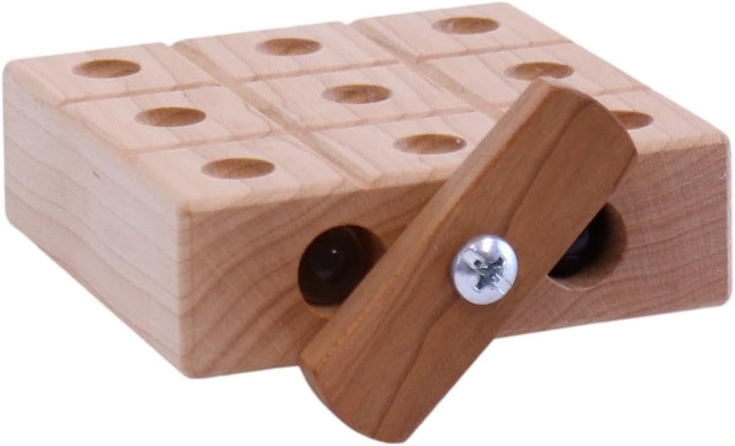 Amish Wooden Marble Tic Tac Toe Game with Built-in Storage for Marbles