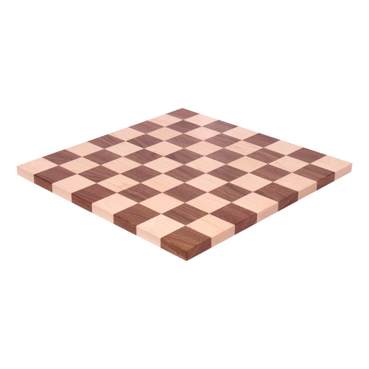 AmishMaple/Walnut Hardwood 18" Chess and Checkers Wooden Game Board