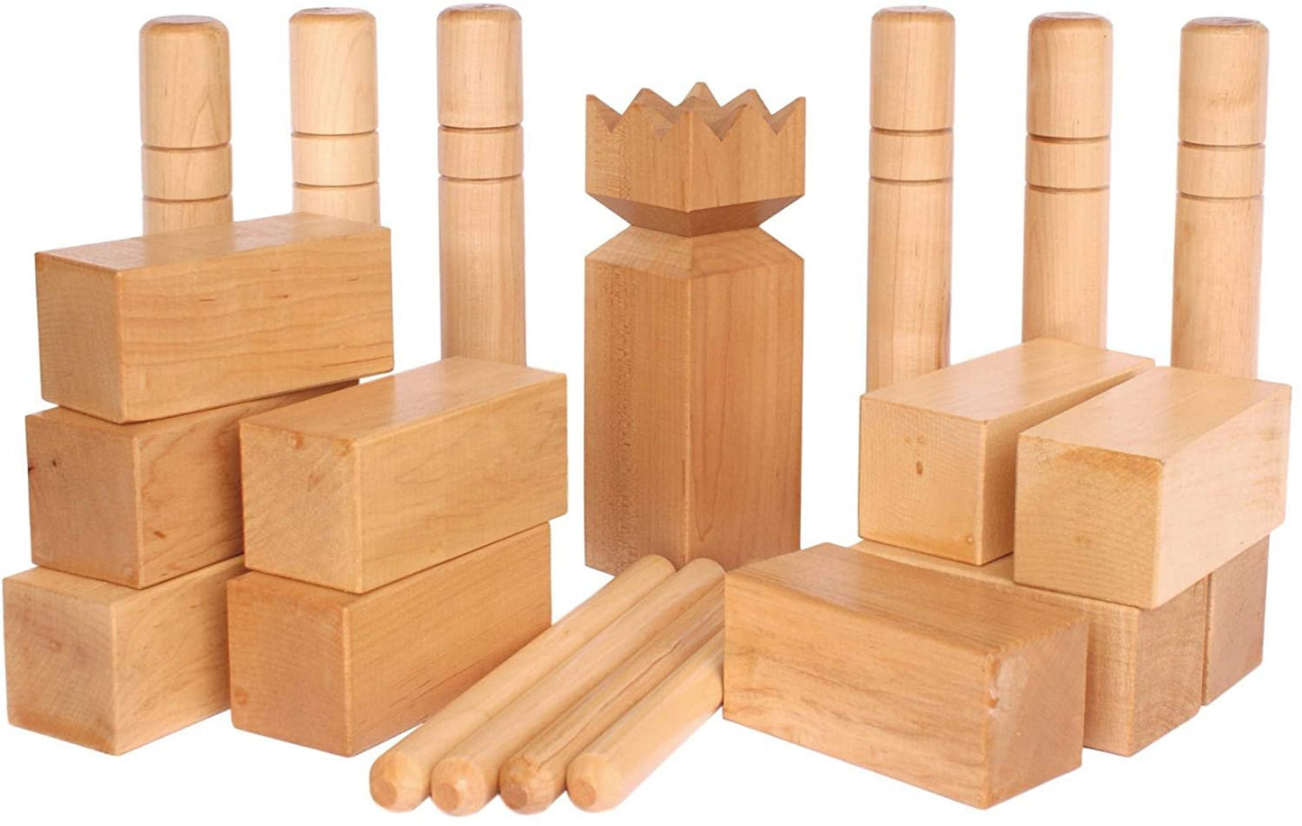 Amish Deluxe Maple Hardwood Kubb Game with Clear Protective Finish Regulation Size