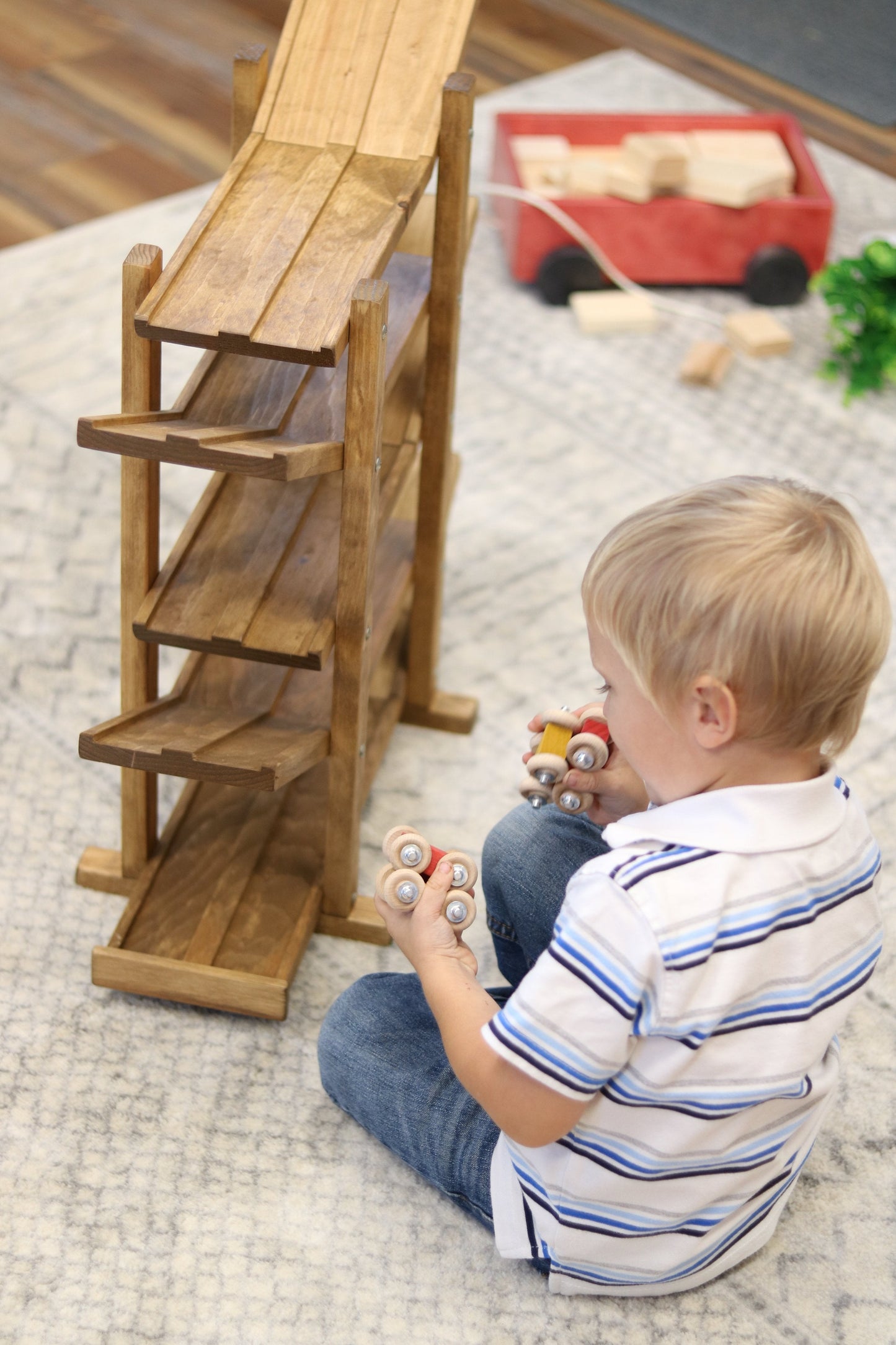 Amish, Handcrafted Wooden Car Roller Racetrack Action Toy