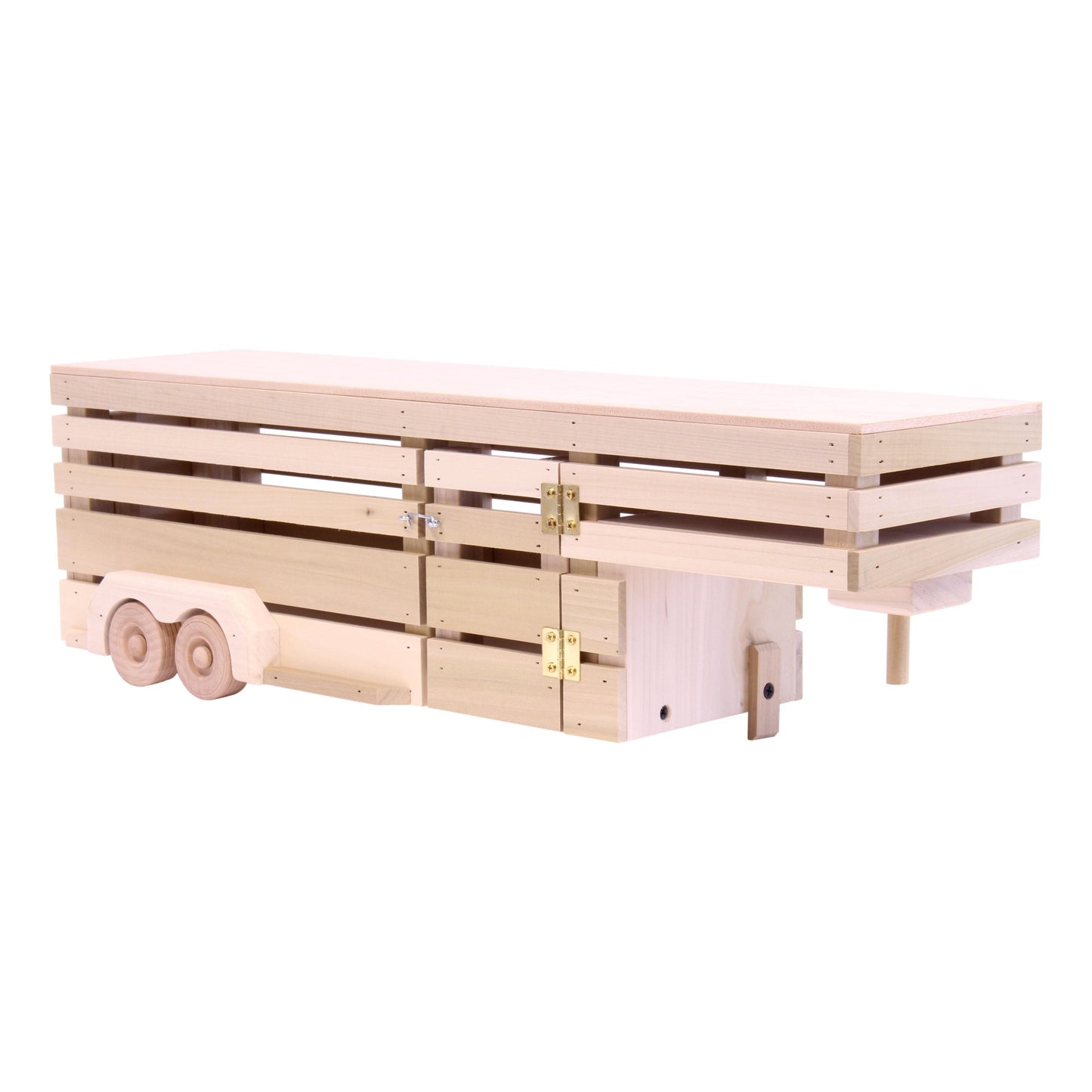 Amish Wooden Toy Pickup and Gooseneck Trailer Set