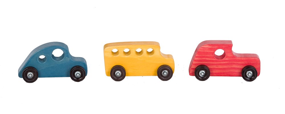 Amish Wooden Toy Car Set to Fit Car Carrier Trailer