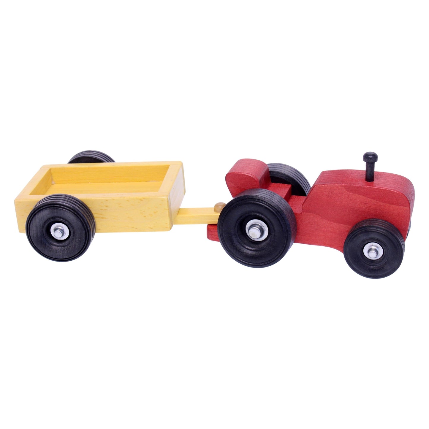 Amish Wooden Small Toy Tractor and Wagon Set