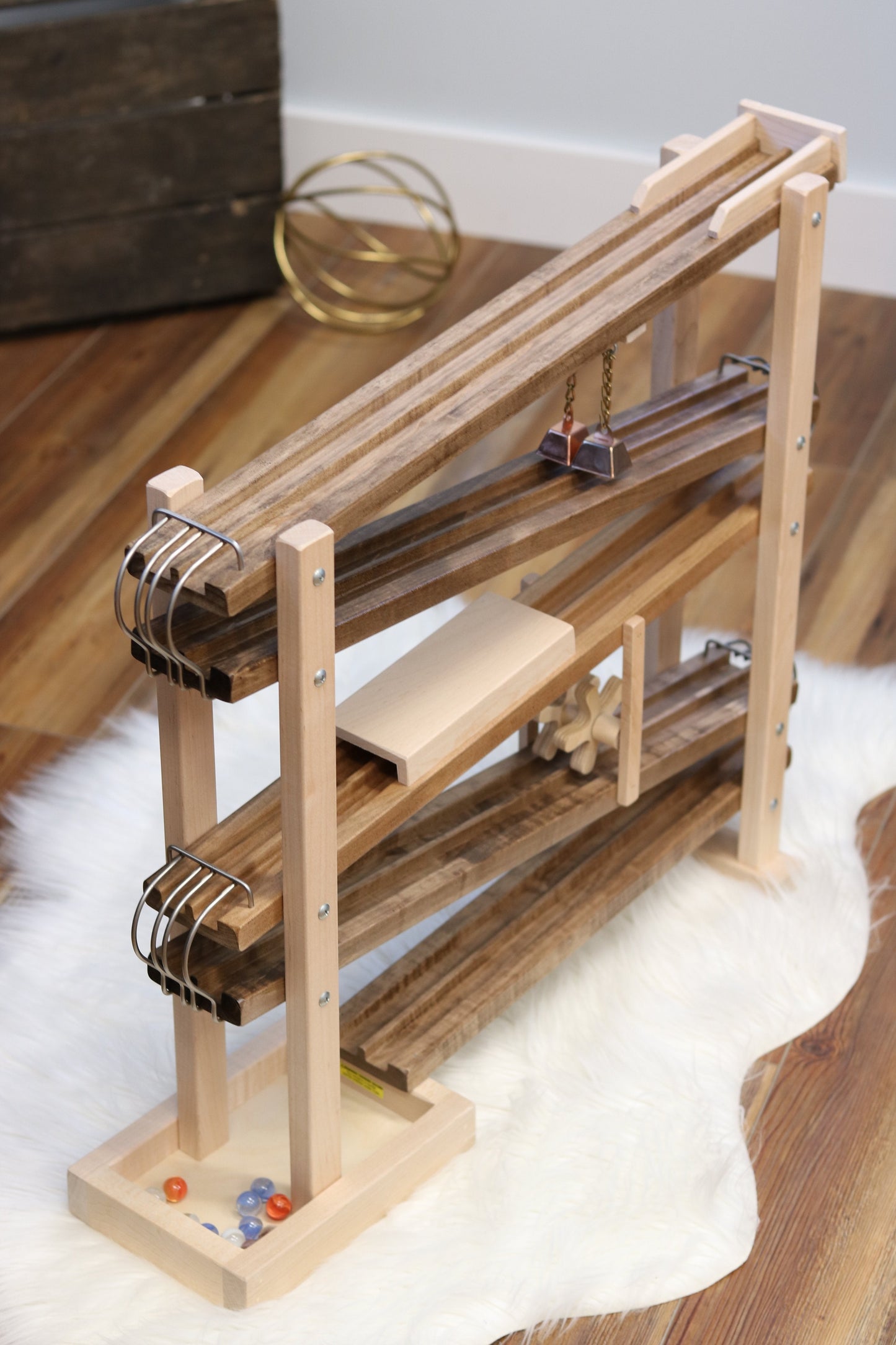Amish Deluxe Wooden Marble Flyer Racetrack Toy