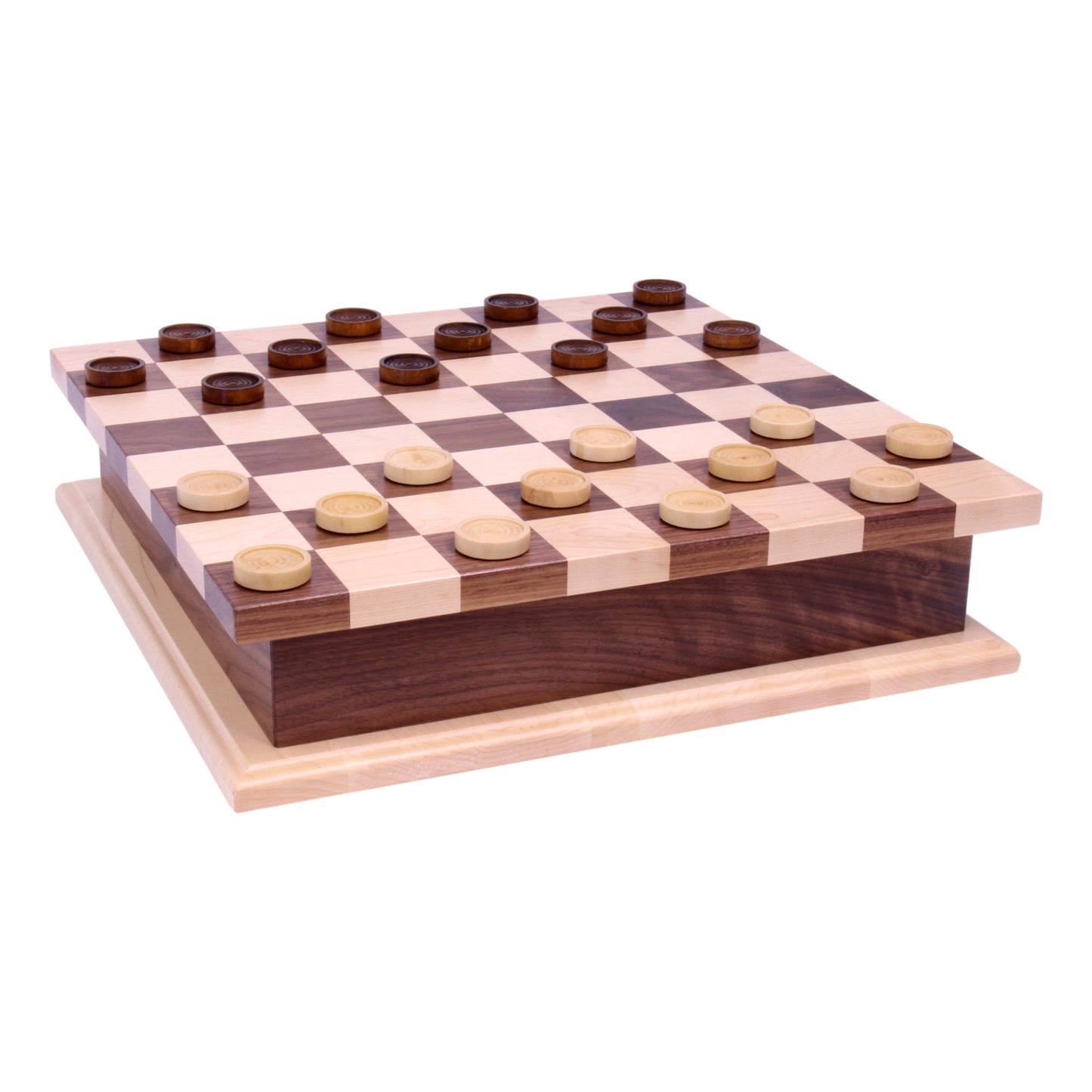 Amish Deluxe Chess/Checkers Wooden Game Board Set - with Pullout Drawer