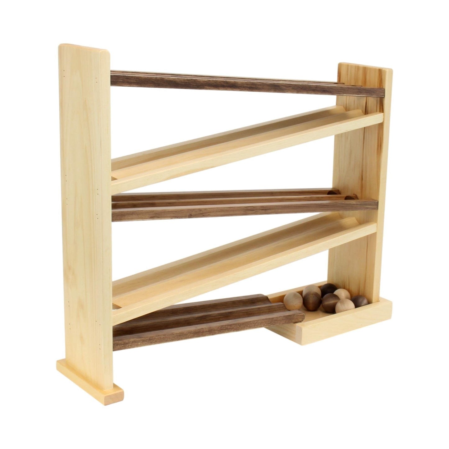 Amish Wooden Ball Roller Racetrack Toy  with 8 Wooden Balls