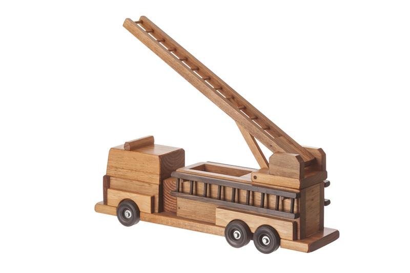 Amish Wooden Toy Ladder Fire Truck Kid-Safe Finish