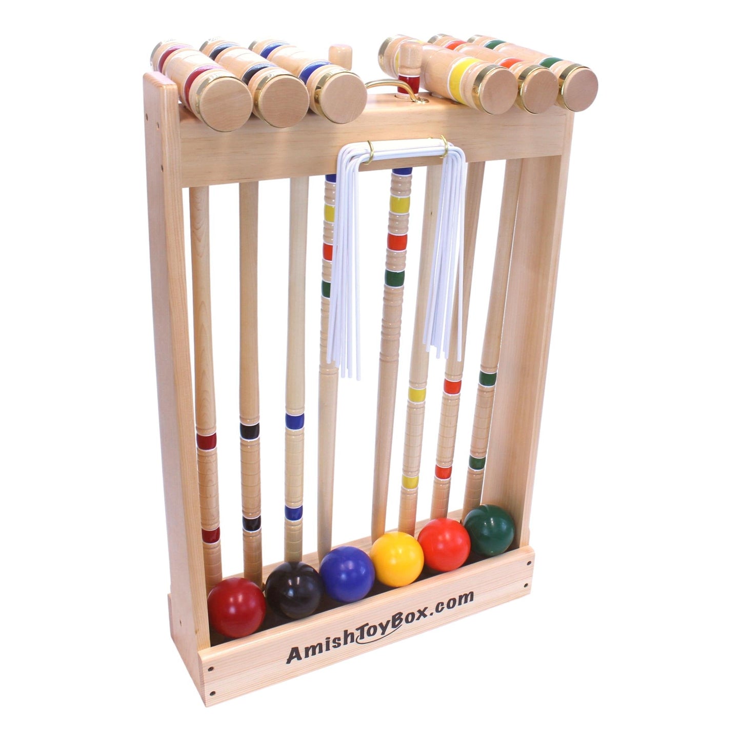 Amish Deluxe Croquet Game Set, 6 Player  With Wooden Holder