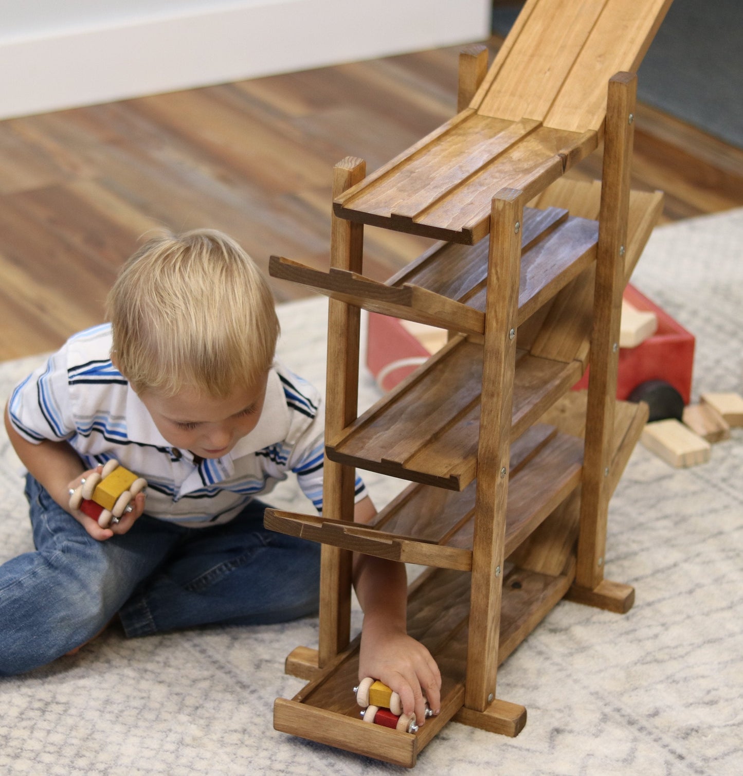 Amish, Handcrafted Wooden Car Roller Racetrack Action Toy