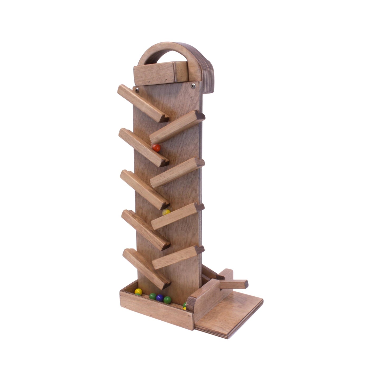 Amish NEW! Wooden Marble Launcher Toy with Glass Marbles