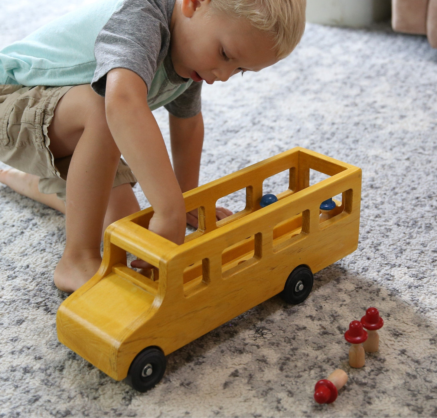 Amish Wooden School Bus Toy Child Safe Finish